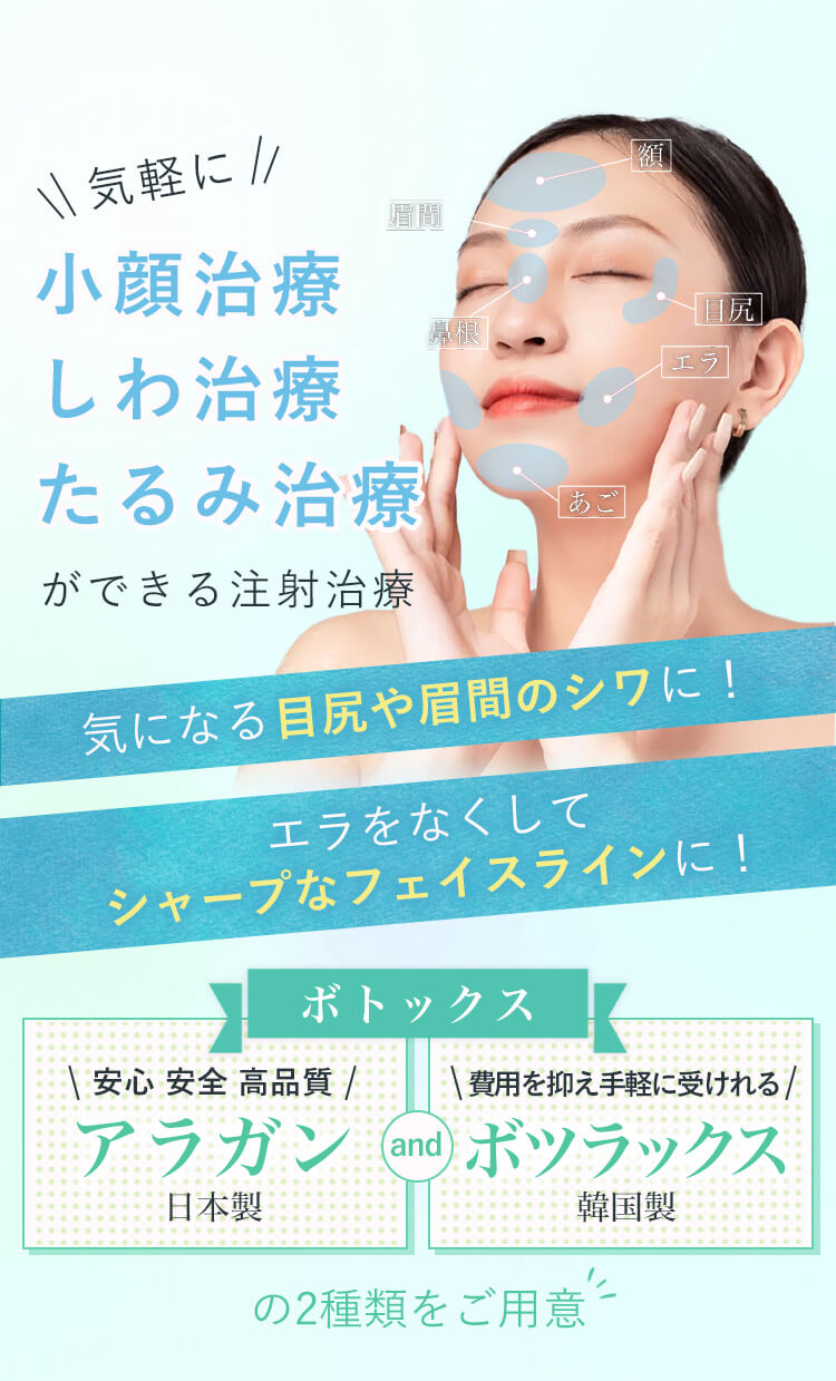 気軽に 小顔治療 しわ治療 たるみ治療ができる注射治療