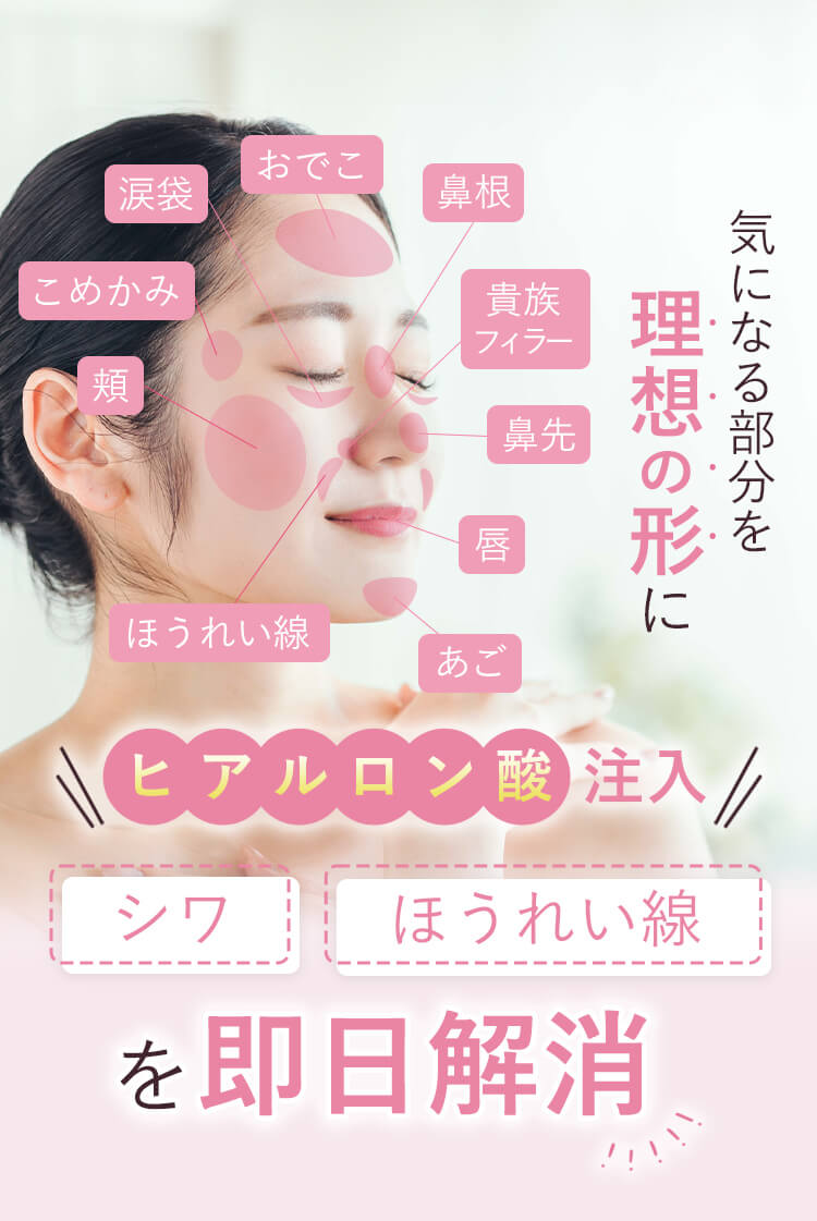 気になる部分を理想の形に ヒアルロン酸注入 シワ ほうれい線を即日解消